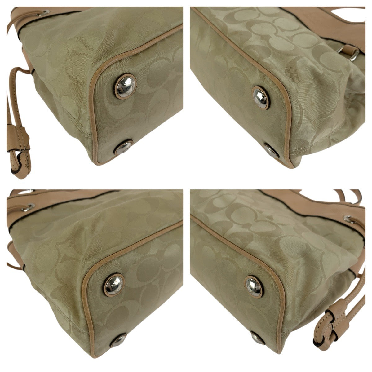 24825
COACH コーチ シグネチャー ベージュ ピンク シルバー金具 ナイロン / レザー 32704 ショルダーバッグ ハンドバッグ レディース AB8