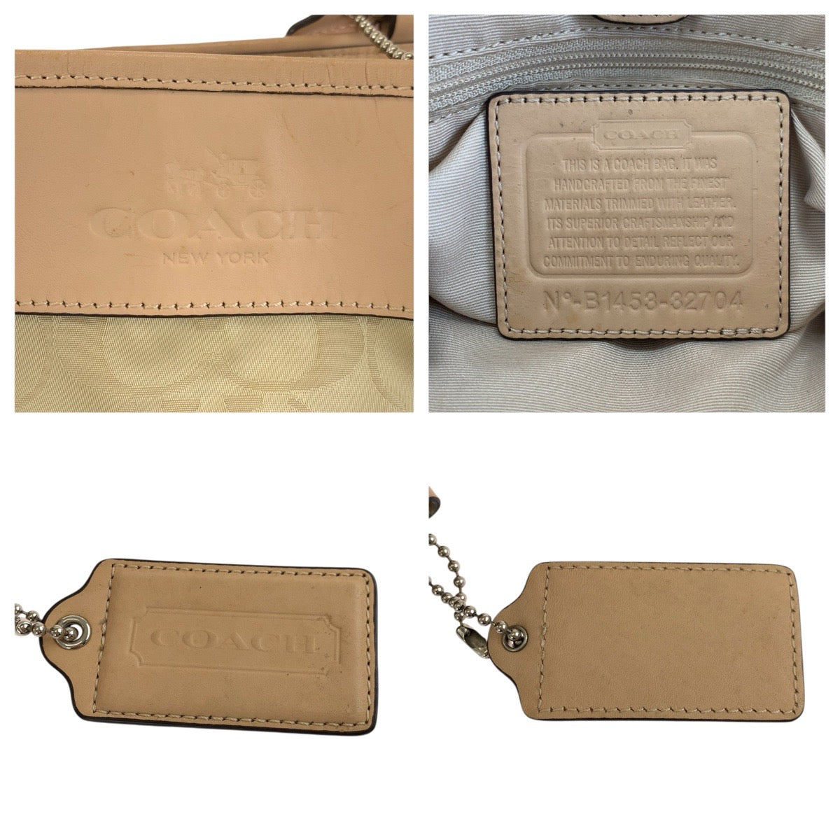 24825
COACH コーチ シグネチャー ベージュ ピンク シルバー金具 ナイロン / レザー 32704 ショルダーバッグ ハンドバッグ レディース AB8