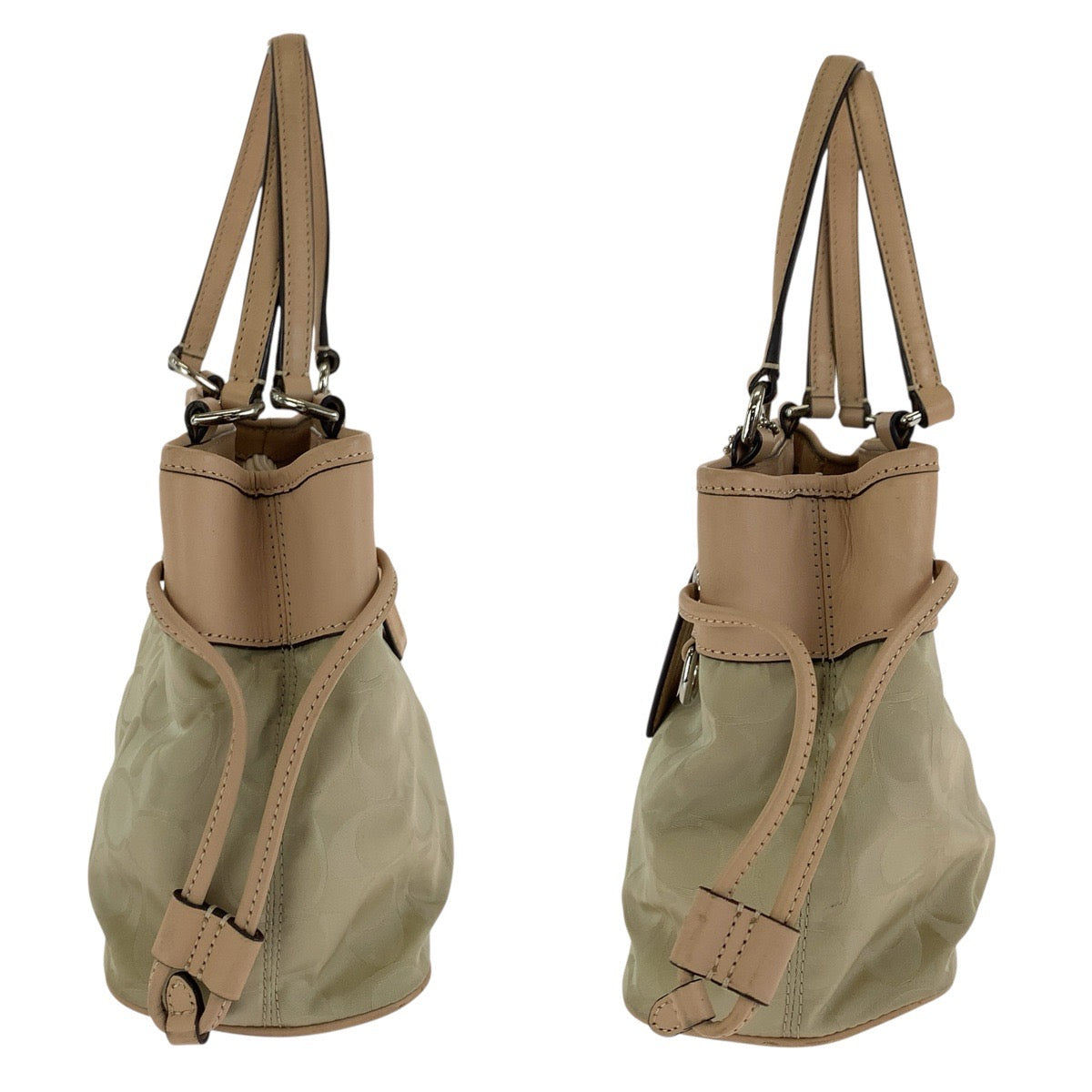 24825
COACH コーチ シグネチャー ベージュ ピンク シルバー金具 ナイロン / レザー 32704 ショルダーバッグ ハンドバッグ レディース AB8