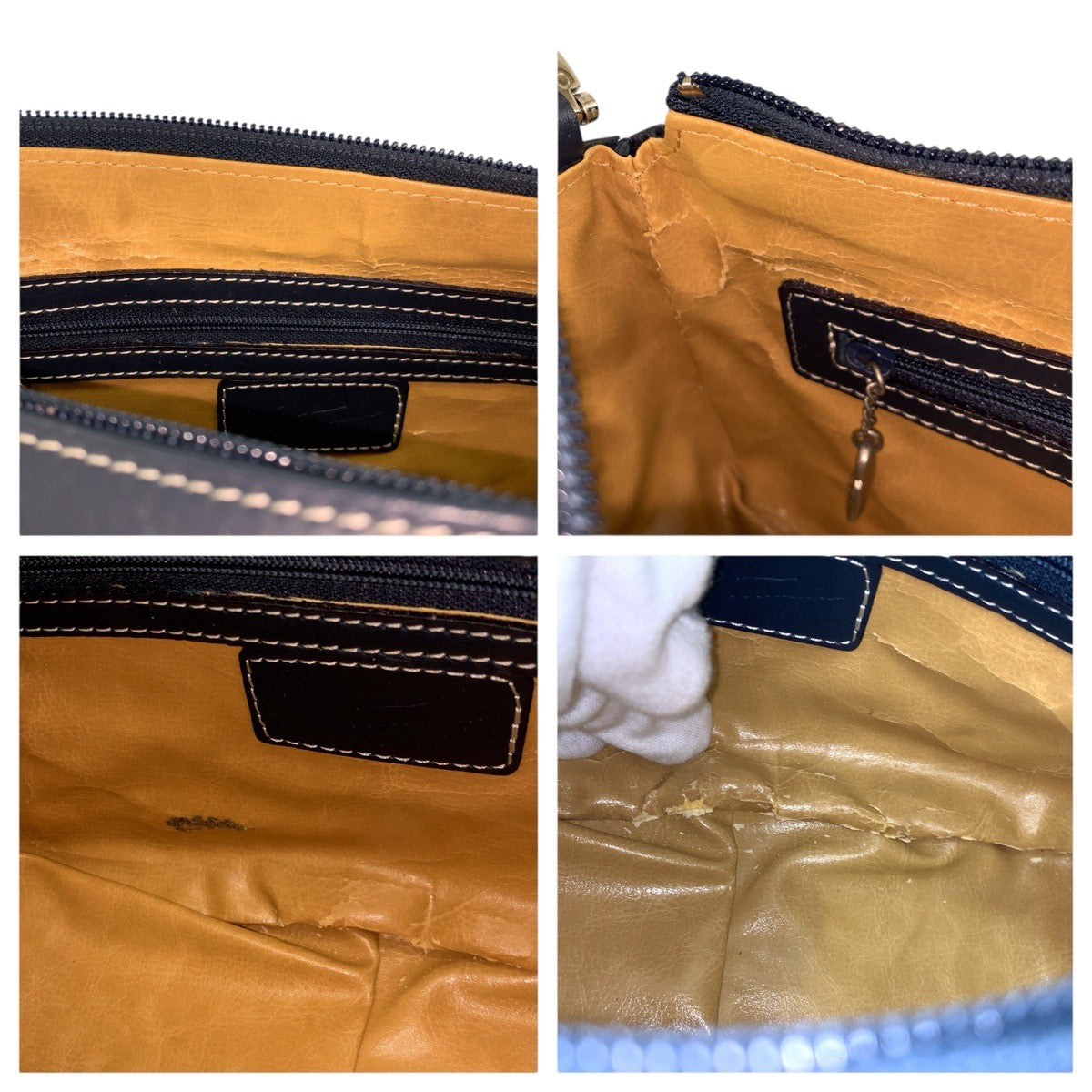 24826
Kitamura キタムラ ネイビー シルバー金具 レザー ハンドバッグ ショルダーバッグ 2way レディース AB5