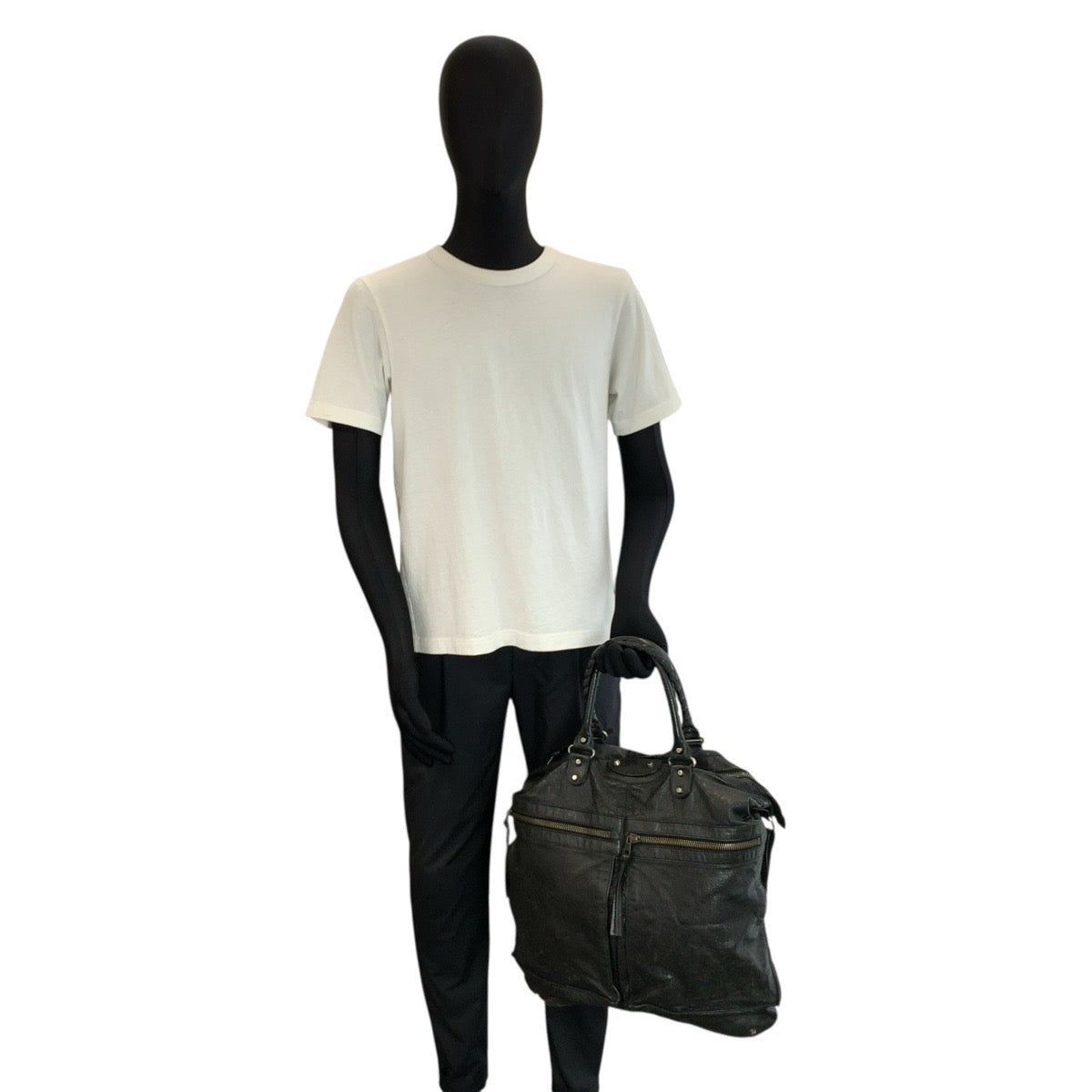 24827
BALENCIAGA バレンシアガ クラシックスクエア ブラック 黒 レザー 224889 トートバッグ ショルダーバッグ メンズ ABP49