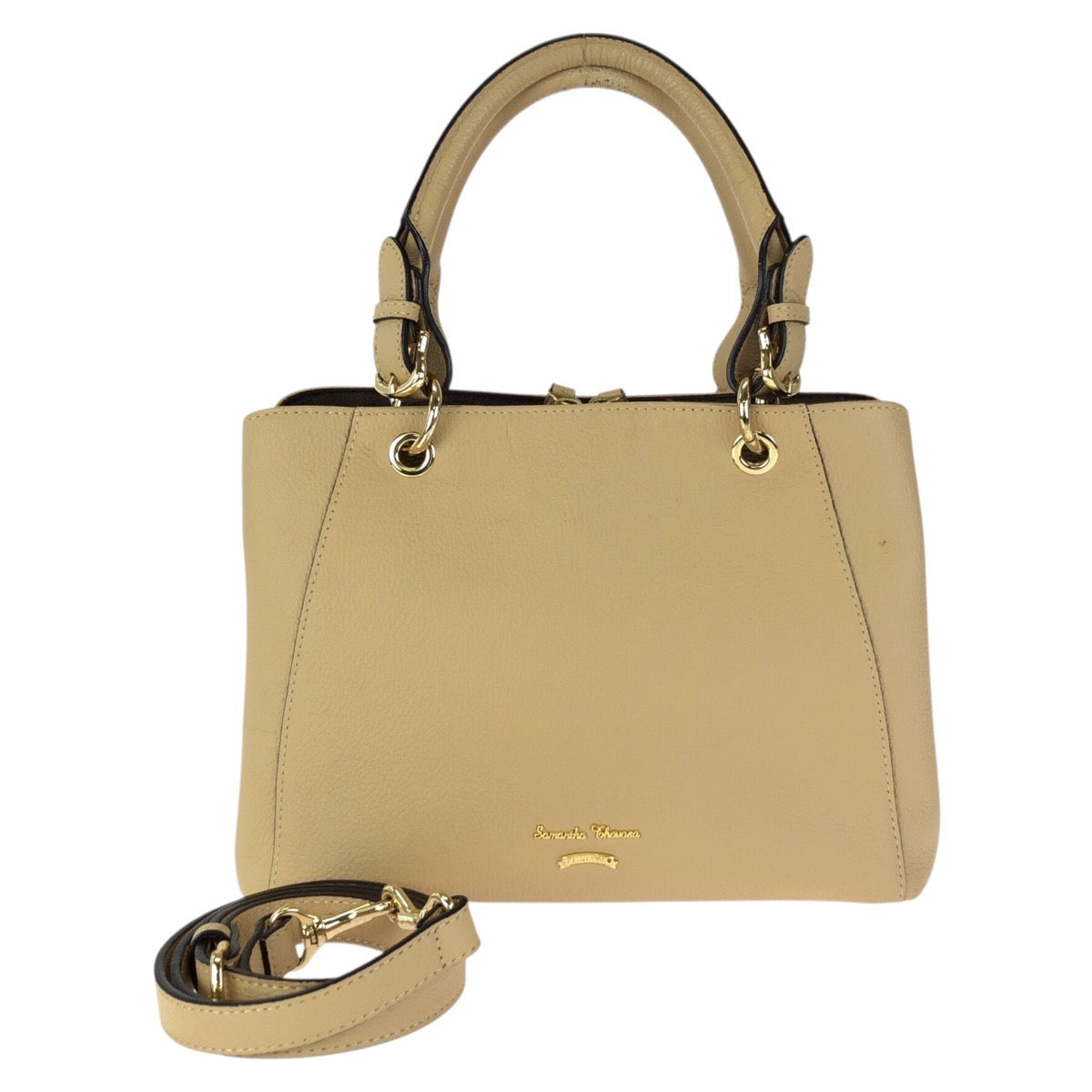 24828
Samantha Thavasa サマンサタバサ NEOルイーザ ２way ベージュ ゴールド金具 レザー ハンドバッグ ショルダーバッグ レディース ABP8