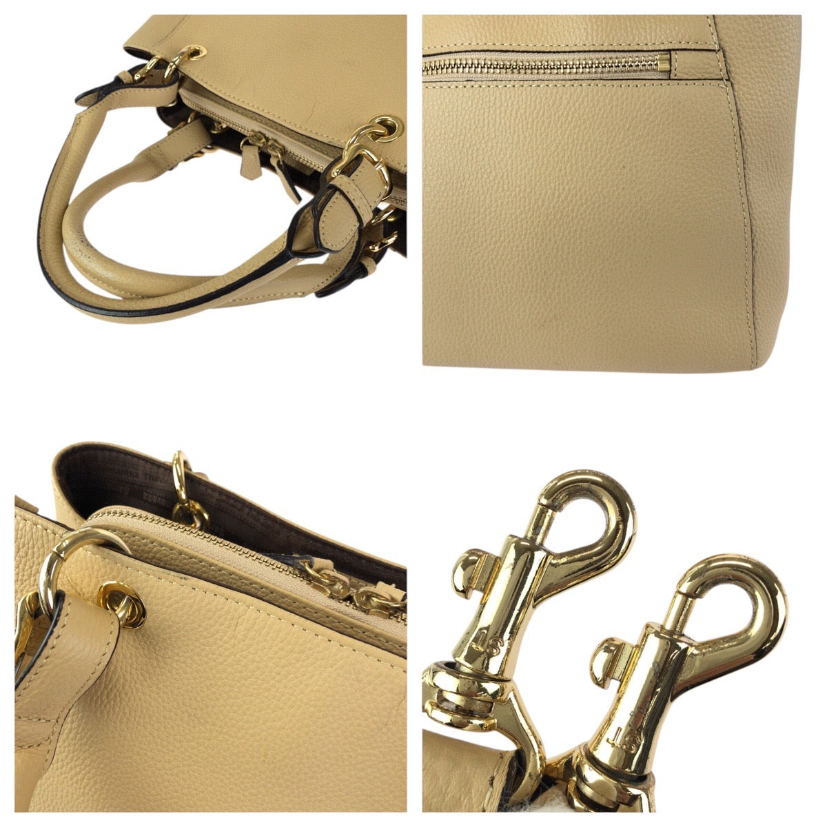 24828
Samantha Thavasa サマンサタバサ NEOルイーザ ２way ベージュ ゴールド金具 レザー ハンドバッグ ショルダーバッグ レディース ABP8