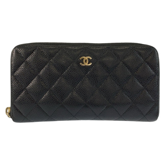 24844
CHANEL シャネル マトラッセ ココマーク ブラック 黒 ゴールド金具 レザー 長財布 ロングウォレット レディース ABP42