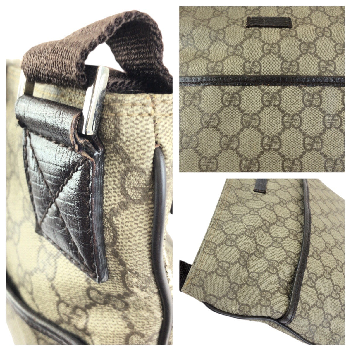 24845
GUCCI グッチ ベージュ ダークブラウン GGスプリームキャンバス 141198 ショルダーバッグ メッセンジャーバッグ レディース AB30