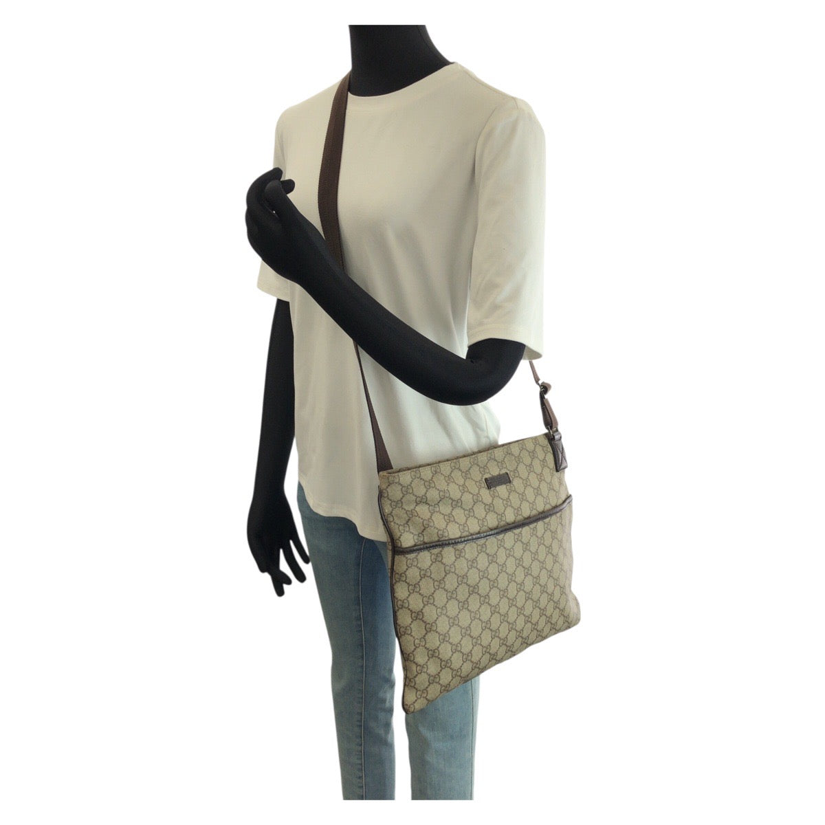 24845
GUCCI グッチ ベージュ ダークブラウン GGスプリームキャンバス 141198 ショルダーバッグ メッセンジャーバッグ レディース AB30