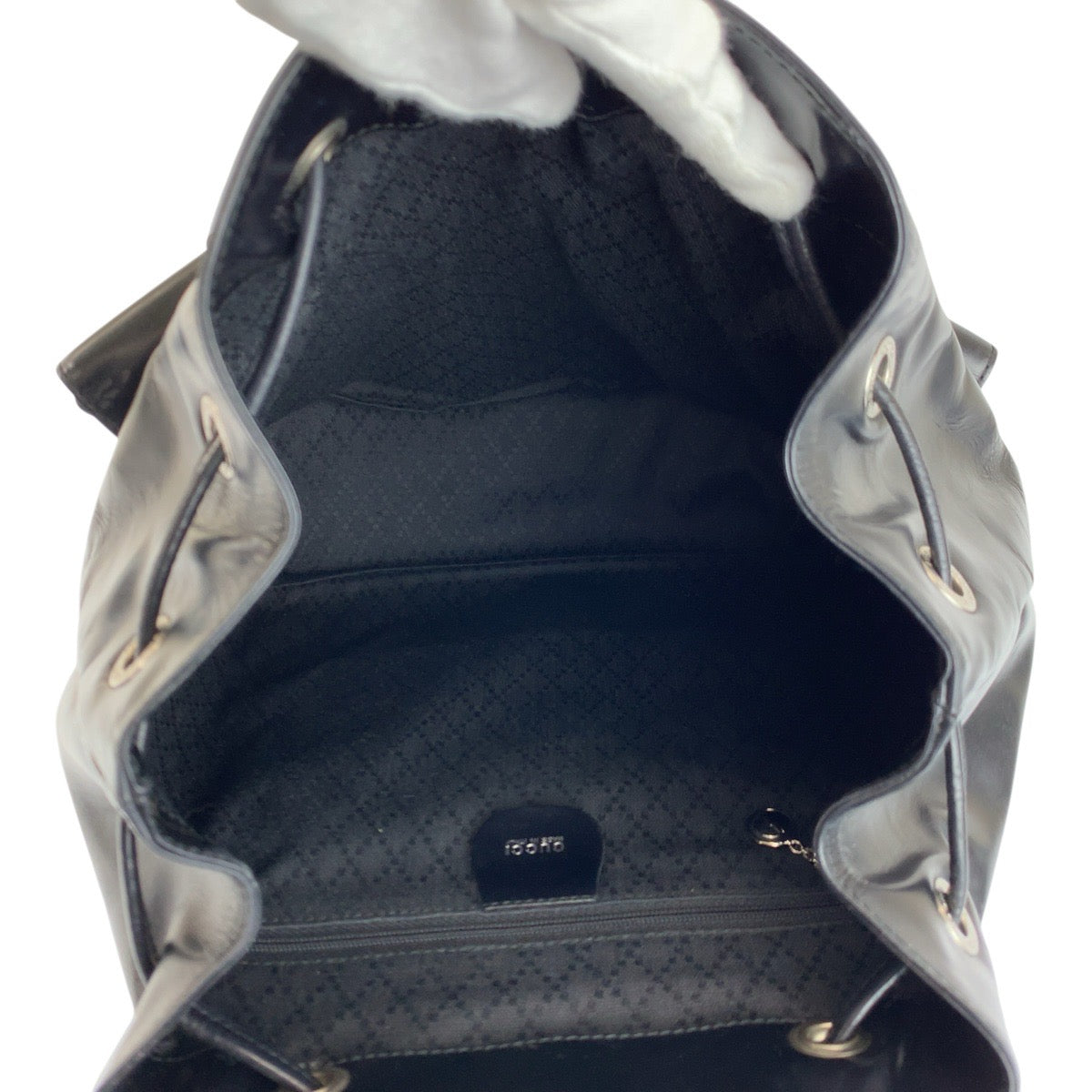 24846
GUCCI グッチ バンブー ブラック 黒 シルバー金具 レザー 003 2058 0016 5 リュックサック バックパック レディース AB32