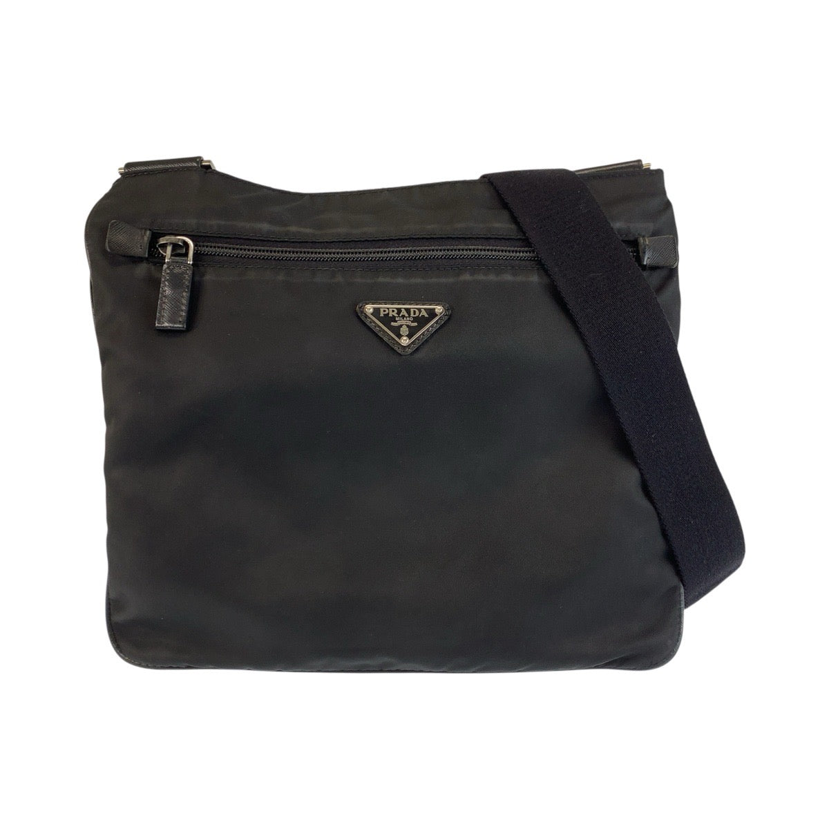 24847
PRADA プラダ テスート 三角ロゴプレート ブラック 黒 シルバー金具 ナイロン / レザー ショルダーバッグ メッセンジャーバッグ レディース ABP32