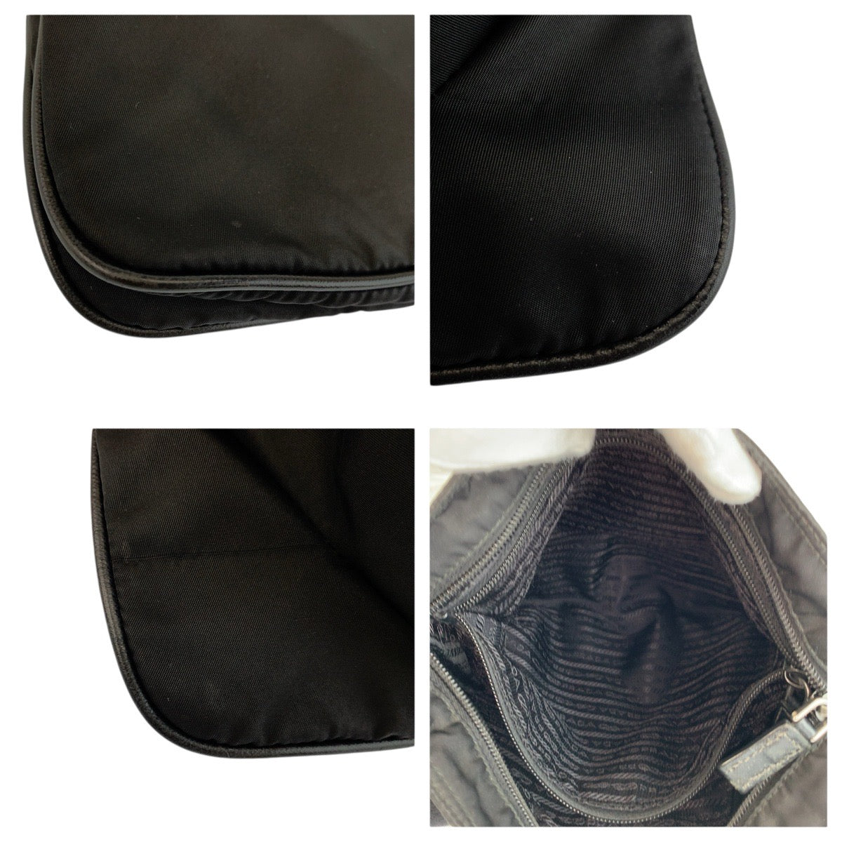24847
PRADA プラダ テスート 三角ロゴプレート ブラック 黒 シルバー金具 ナイロン / レザー ショルダーバッグ メッセンジャーバッグ レディース ABP32