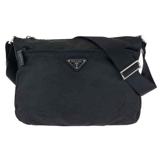 24848
PRADA プラダ テスート 三角ロゴプレート ブラック 黒 シルバー金具 ナイロン ショルダーバッグ メッセンジャーバッグ レディース AB28
