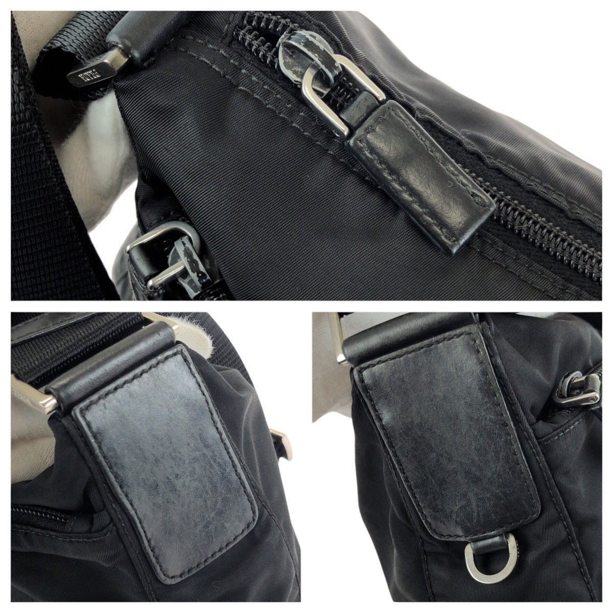 24848
PRADA プラダ テスート 三角ロゴプレート ブラック 黒 シルバー金具 ナイロン ショルダーバッグ メッセンジャーバッグ レディース AB28