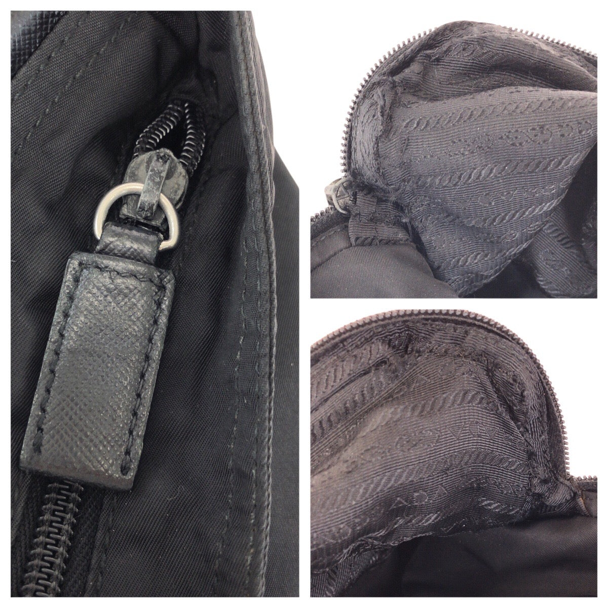 24849
PRADA プラダ テスート サフィアーノ 三角ロゴプレート ブラック 黒 シルバー金具 ナイロン / レザー ショルダーバッグ メッセンジャーバッグ レディース ABP32