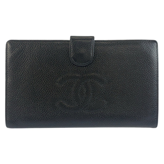 24852
CHANEL シャネル ココマーク ブラック 黒 ゴールド金具 レザー 長財布 ロングウォレット レディース ABP38