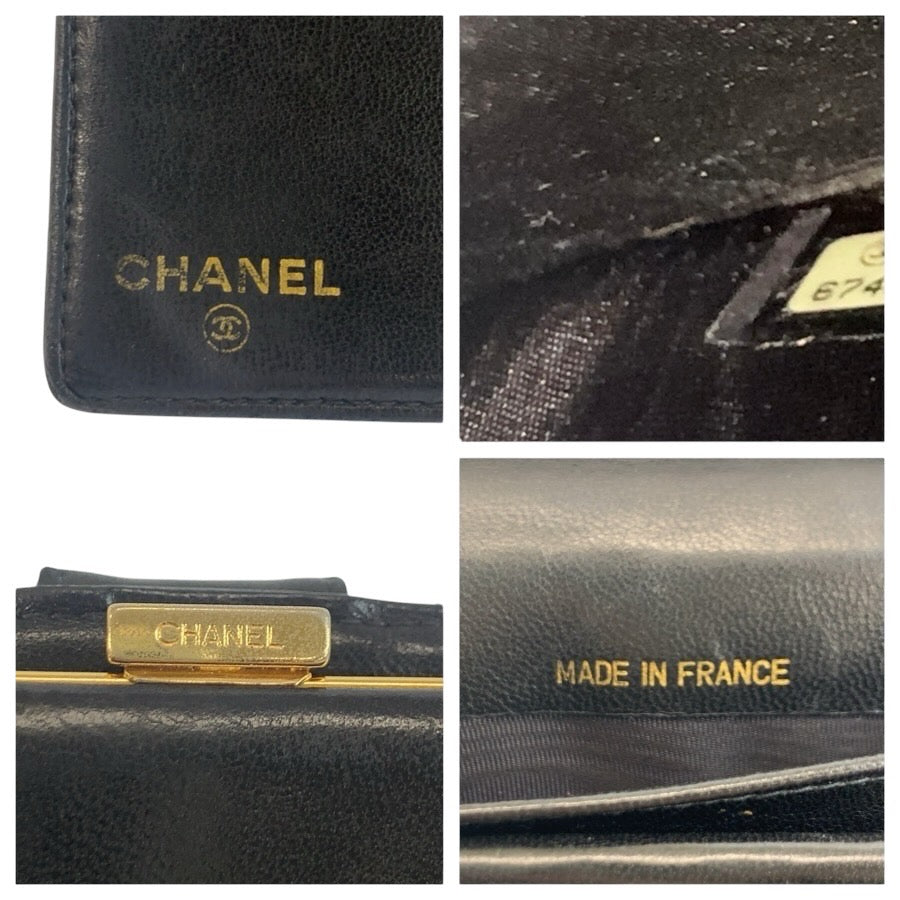 24852
CHANEL シャネル ココマーク ブラック 黒 ゴールド金具 レザー 長財布 ロングウォレット レディース ABP38