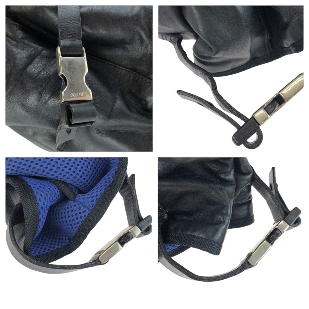 24854
PRADA プラダ ブラック 黒 シルバー金具 レザー / ナイロン トートバッグ ショルダーバッグ 男女兼用 レディース ABP42