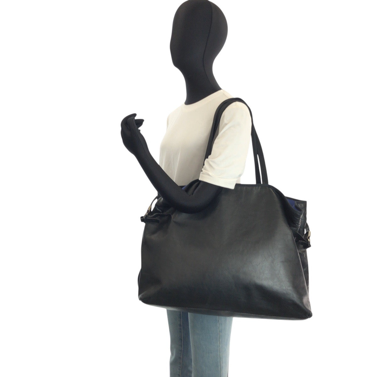 24854
PRADA プラダ ブラック 黒 シルバー金具 レザー / ナイロン トートバッグ ショルダーバッグ 男女兼用 レディース ABP42
