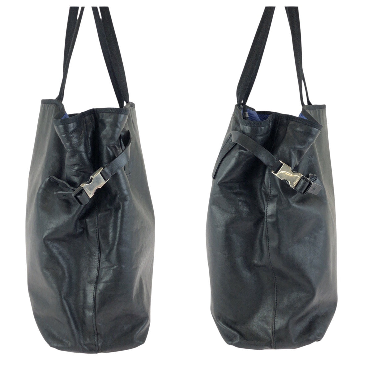 24854
PRADA プラダ ブラック 黒 シルバー金具 レザー / ナイロン トートバッグ ショルダーバッグ 男女兼用 レディース ABP42
