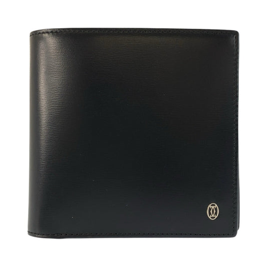 24855
CARTIER カルティエ パシャ ブラック 黒 シルバー金具 レザー 折財布 コンパクトウォレット メンズ SA28