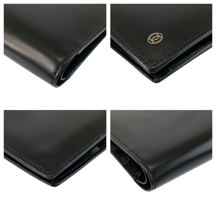 24855
CARTIER カルティエ パシャ ブラック 黒 シルバー金具 レザー 折財布 コンパクトウォレット メンズ SA28