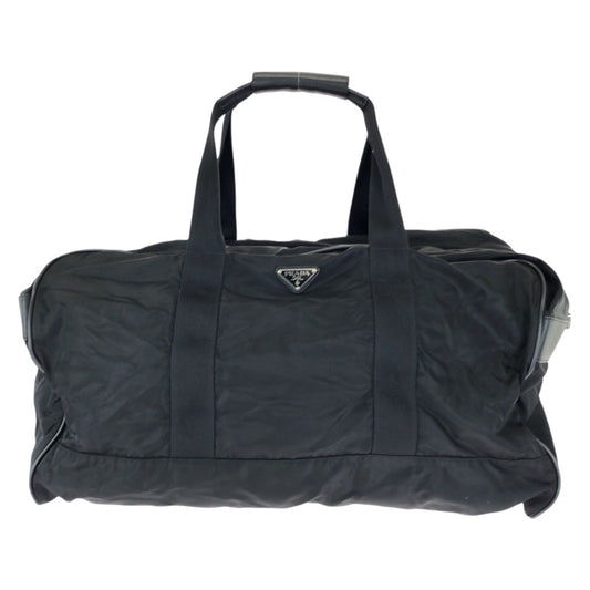 24857
PRADA プラダ テスート サフィアーノ 三角ロゴプレート ブラック 黒 シルバー金具 ナイロン / レザー ボストンバッグ トラベルバッグ 旅行バッグ レディース AB35