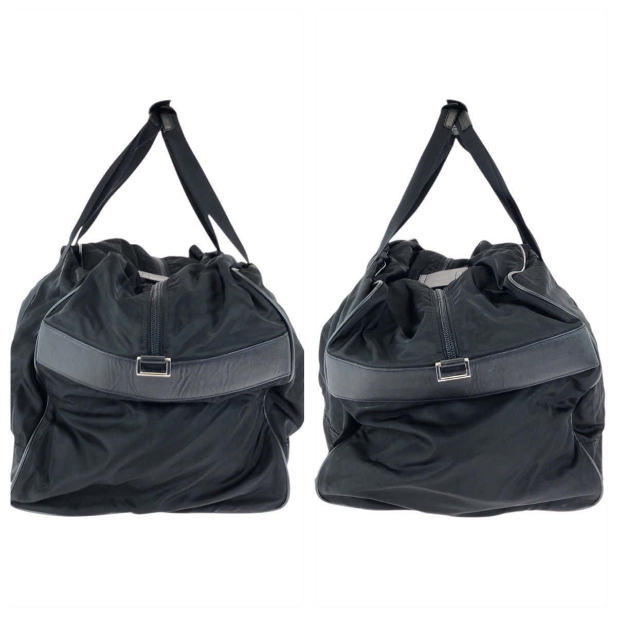 24857
PRADA プラダ テスート サフィアーノ 三角ロゴプレート ブラック 黒 シルバー金具 ナイロン / レザー ボストンバッグ トラベルバッグ 旅行バッグ レディース AB35