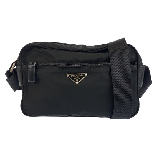 24858
PRADA プラダ テスート 三角ロゴプレート ブラック 黒 シルバー金具 ナイロン ショルダーバッグ ポシェット レディース AB28