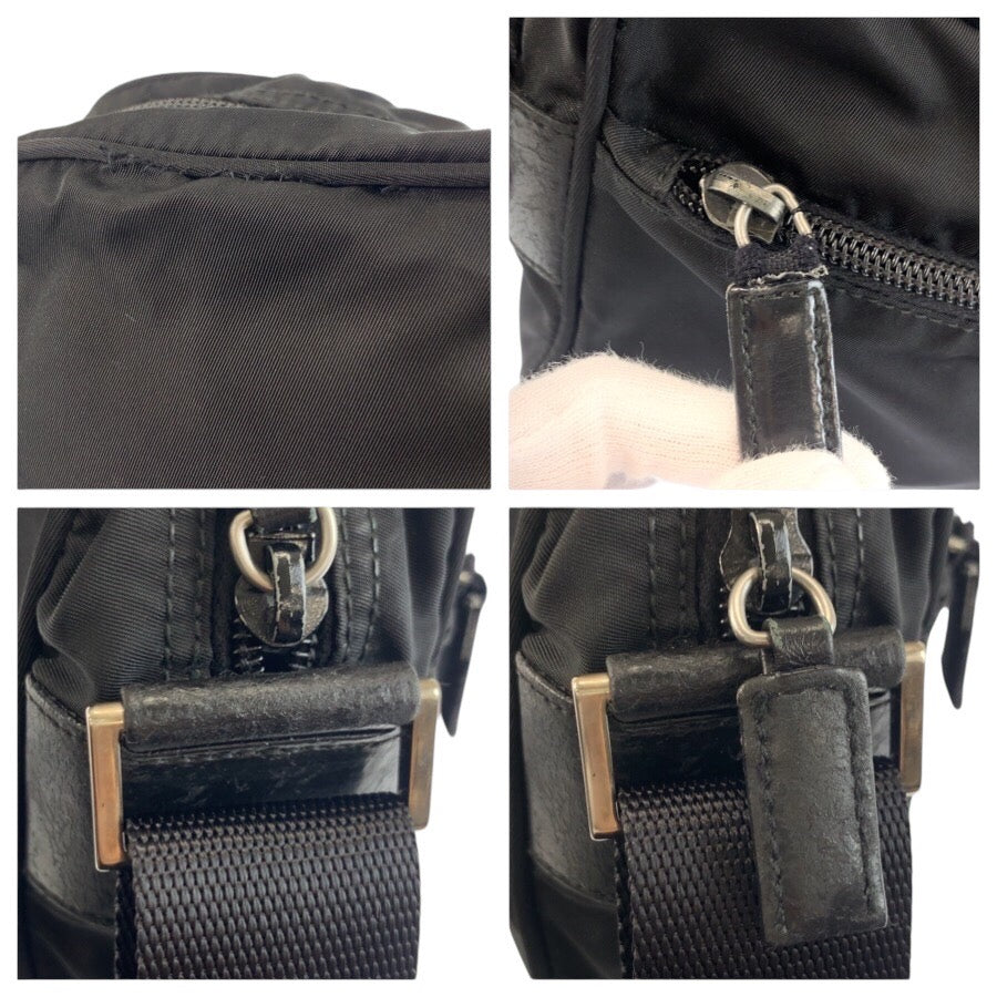 24858
PRADA プラダ テスート 三角ロゴプレート ブラック 黒 シルバー金具 ナイロン ショルダーバッグ ポシェット レディース AB28