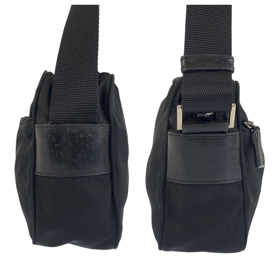 24858
PRADA プラダ テスート 三角ロゴプレート ブラック 黒 シルバー金具 ナイロン ショルダーバッグ ポシェット レディース AB28