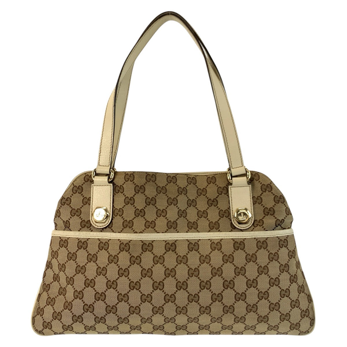 24859
GUCCI グッチ ベージュ アイボリー ゴールド金具 GGキャンバス / レザー 163288 トートバッグ ショルダーバッグ レディース AB35