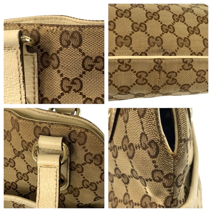 24859
GUCCI グッチ ベージュ アイボリー ゴールド金具 GGキャンバス / レザー 163288 トートバッグ ショルダーバッグ レディース AB35
