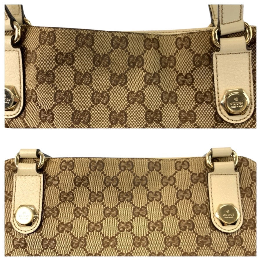 24859
GUCCI グッチ ベージュ アイボリー ゴールド金具 GGキャンバス / レザー 163288 トートバッグ ショルダーバッグ レディース AB35