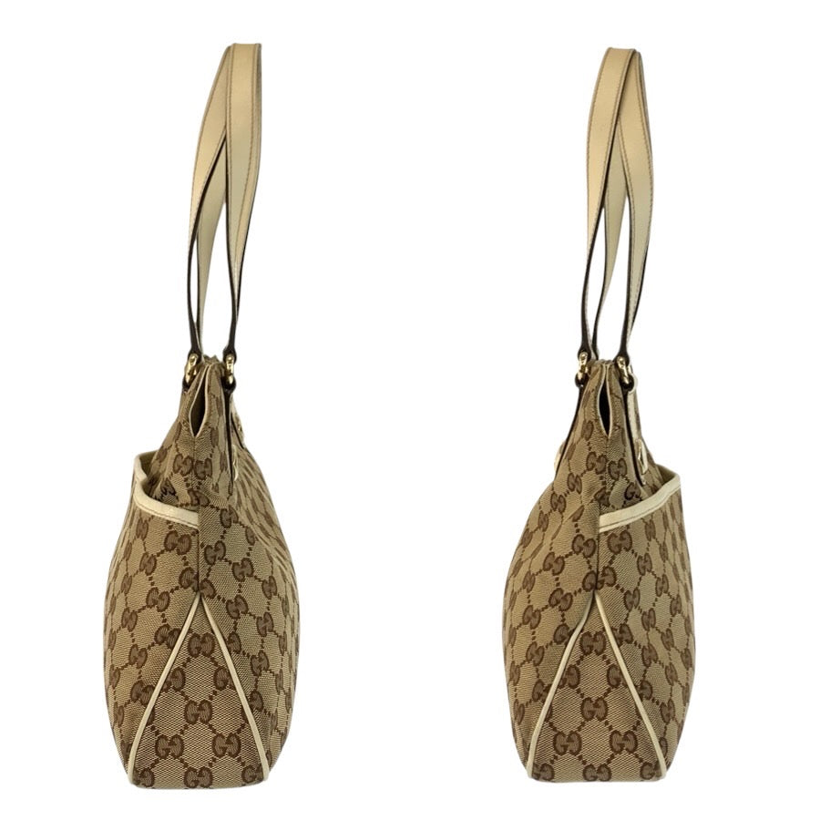 24859
GUCCI グッチ ベージュ アイボリー ゴールド金具 GGキャンバス / レザー 163288 トートバッグ ショルダーバッグ レディース AB35
