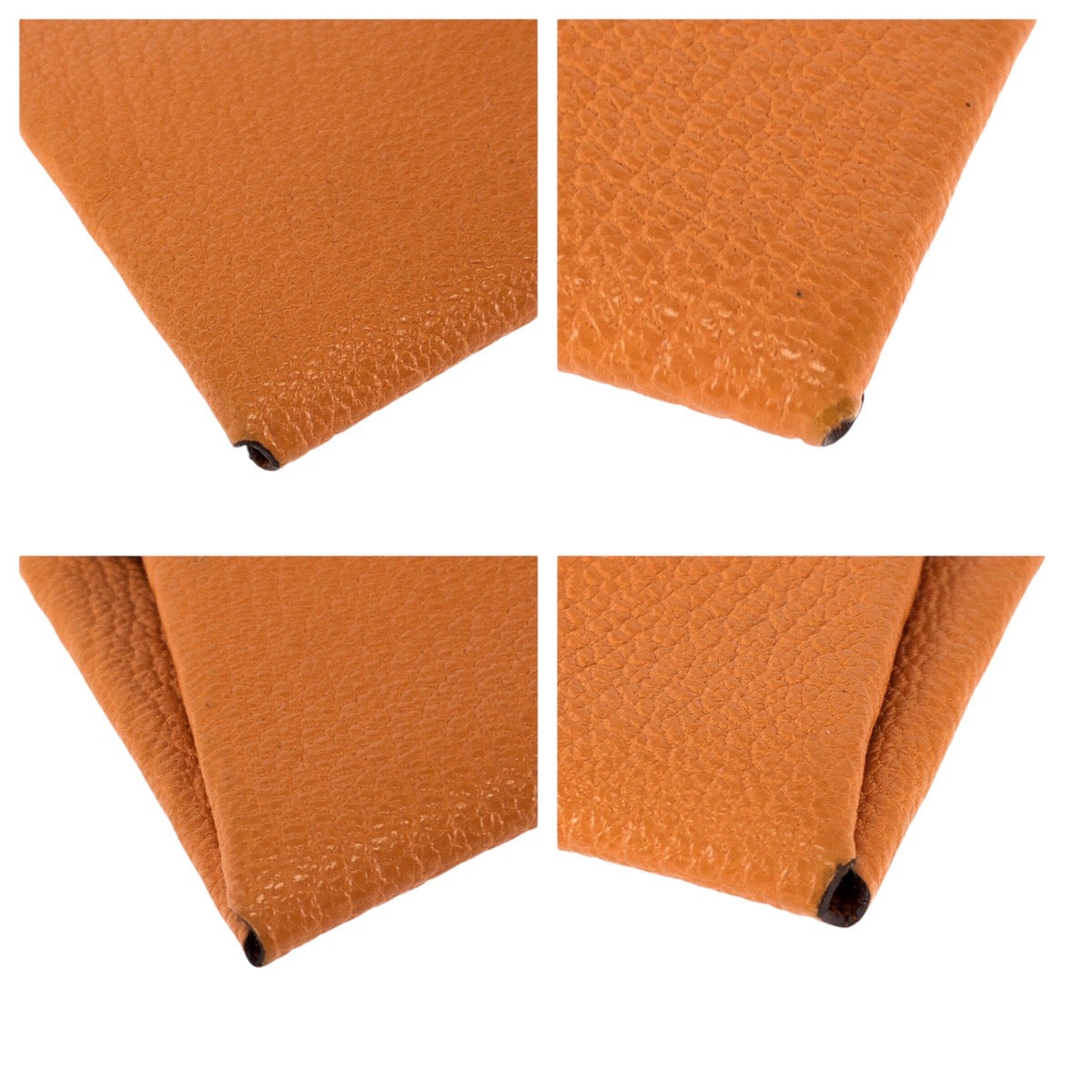 24863
HERMES エルメス バスティア フー オレンジ シルバー金具 シェーブル コインケース 小銭入れ □K刻印 レディース A21