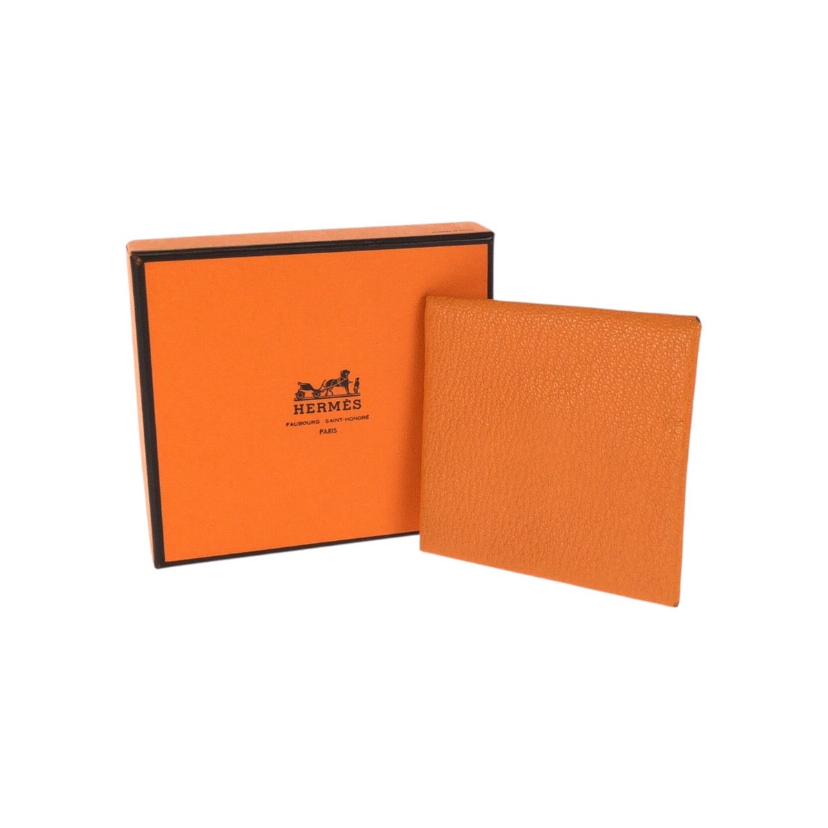 24863
HERMES エルメス バスティア フー オレンジ シルバー金具 シェーブル コインケース 小銭入れ □K刻印 レディース A21