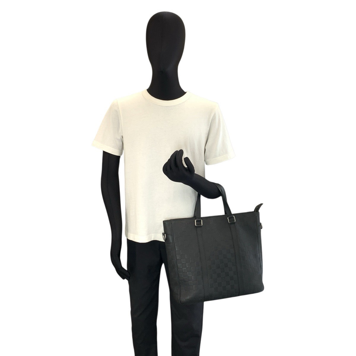 24866
LOUIS VUITTON ルイヴィトン ダミエアンフィニ タダオPM オニキス ブラック シルバー金具 レザー N41269 トートバッグ ビジネスバッグ メンズ ABP68