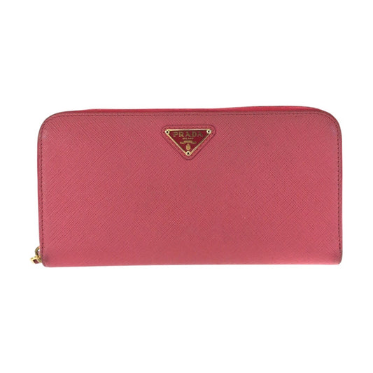 24868
PRADA プラダ サフィアーノ 三角ロゴプレート ピンク ゴールド金具 レザー 長財布 ラウンドファスナー レディース AB16