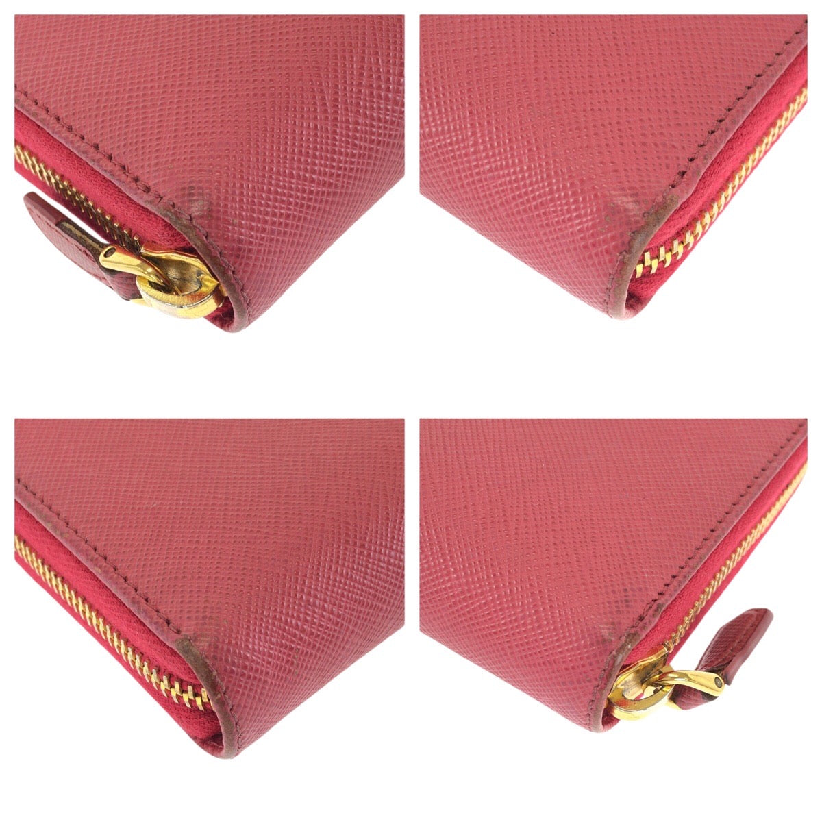 24868
PRADA プラダ サフィアーノ 三角ロゴプレート ピンク ゴールド金具 レザー 長財布 ラウンドファスナー レディース AB16