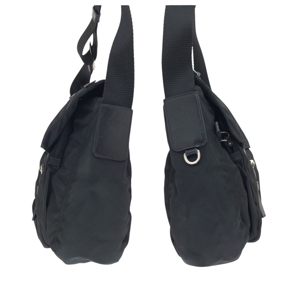 24870
PRADA プラダ テスート 三角ロゴプレート ブラック 黒 シルバー金具 ナイロン / レザー ショルダーバッグ メッセンジャーバッグ レディース AB28