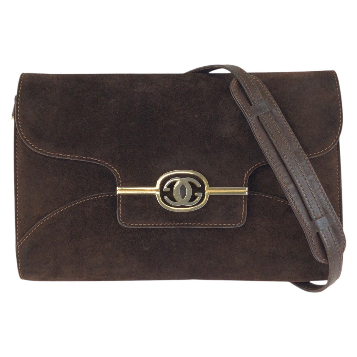 24872
GUCCI グッチ ヴィンテージ オールドグッチ ブラウン ゴールド金具 スウェード BO74 ショルダーバッグ レディース AB23
