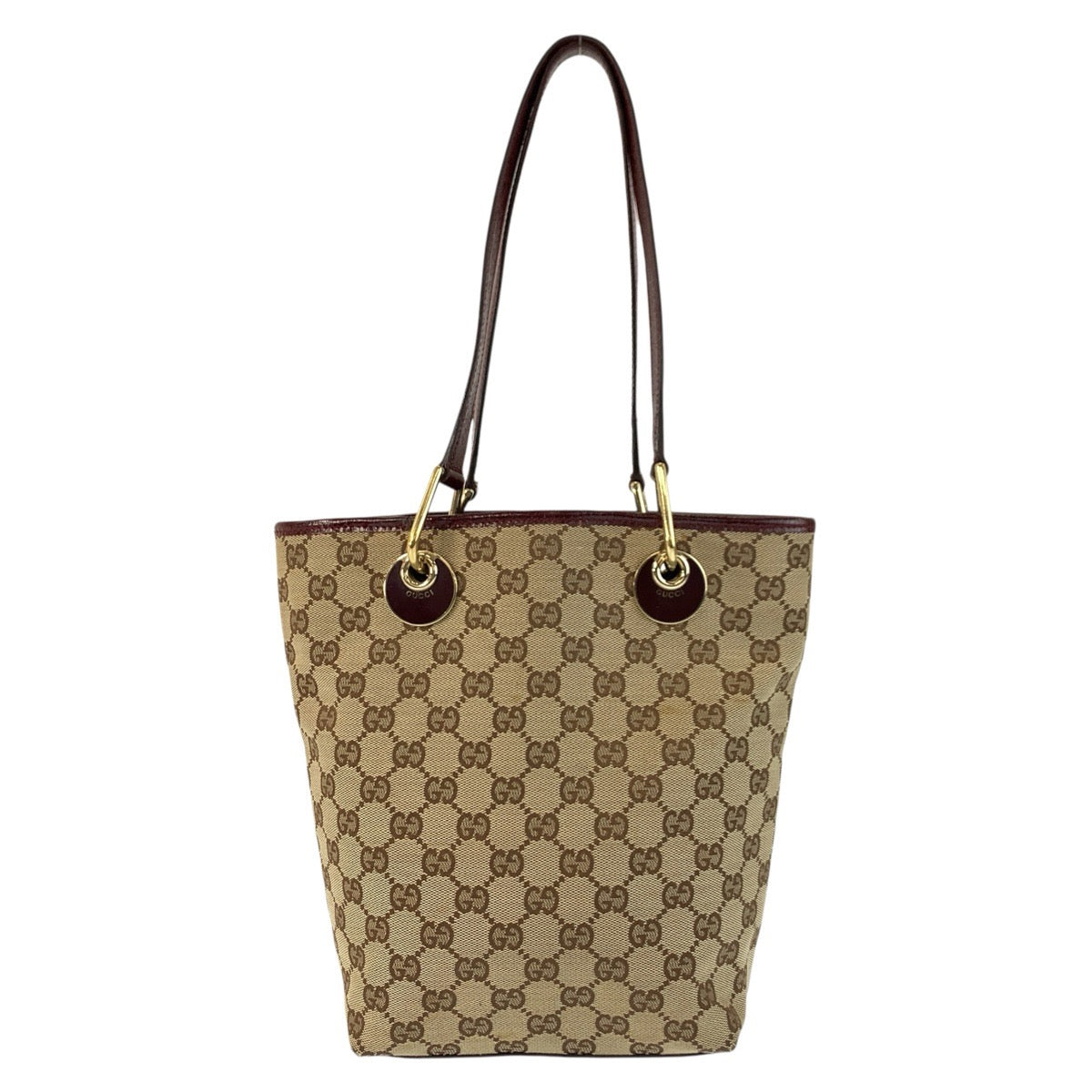 24876
GUCCI グッチ ベージュ ワインレッド ゴールド金具 GGキャンバス / レザー 120840 トートバッグ ショルダーバッグ レディース AB23