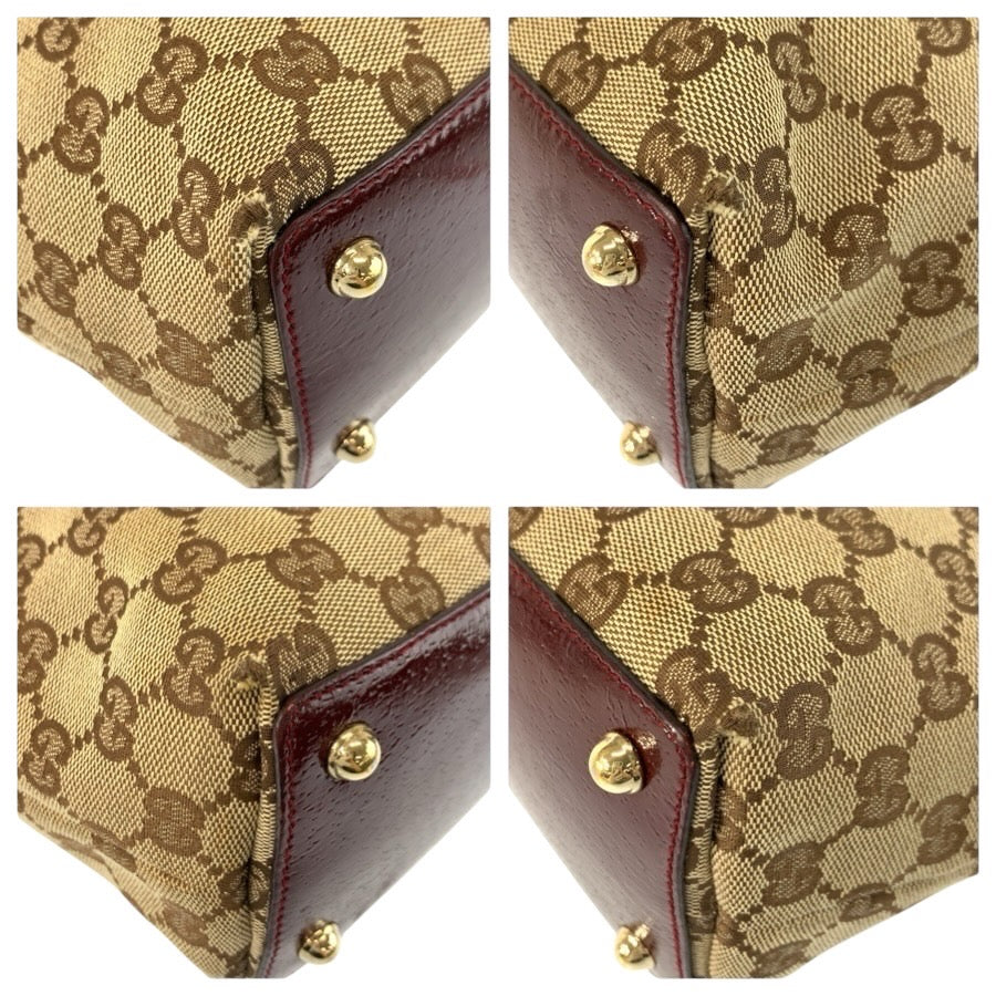 24876
GUCCI グッチ ベージュ ワインレッド ゴールド金具 GGキャンバス / レザー 120840 トートバッグ ショルダーバッグ レディース AB23