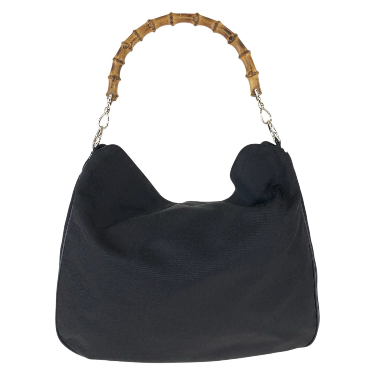 24877
GUCCI グッチ バンブー ブラック 黒 シルバー金具 ナイロン 001 1998 1577 ハンドバッグ ショルダーバッグ2way レディース AB23