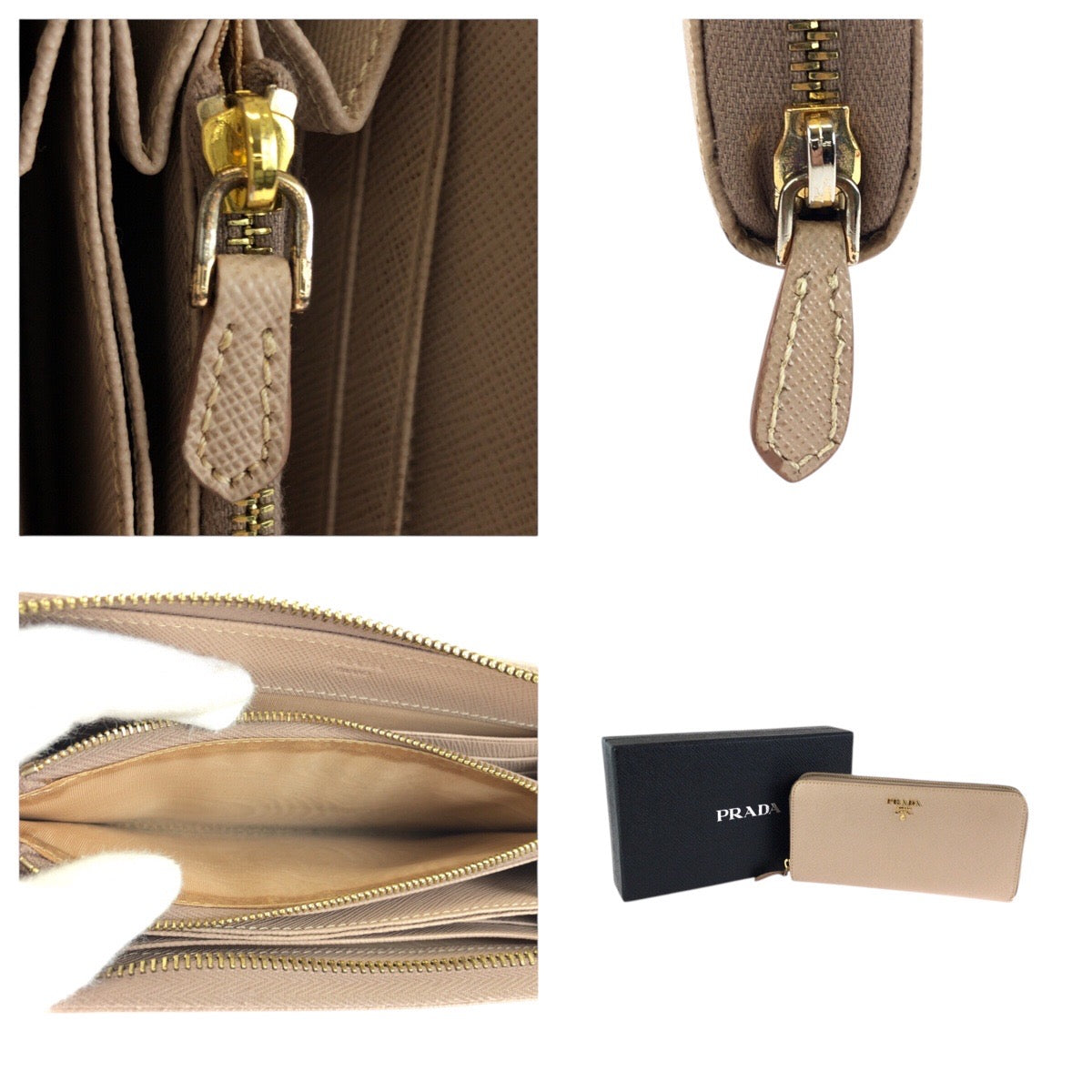 24881
PRADA プラダ サフィアーノ ベージュ ゴールド金具 レザー 長財布 ロングウォレット レディース ABP38