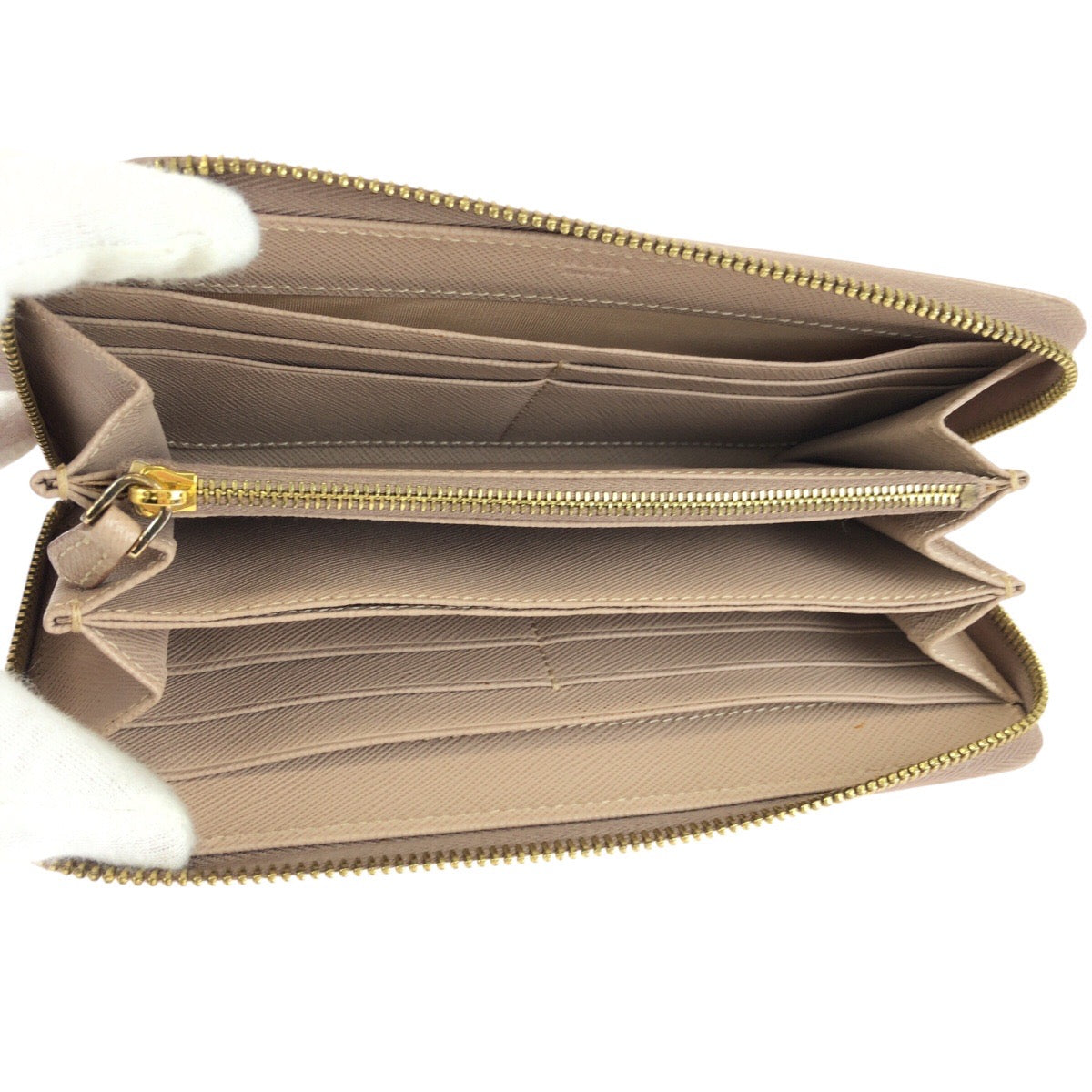 24881
PRADA プラダ サフィアーノ ベージュ ゴールド金具 レザー 長財布 ロングウォレット レディース ABP38