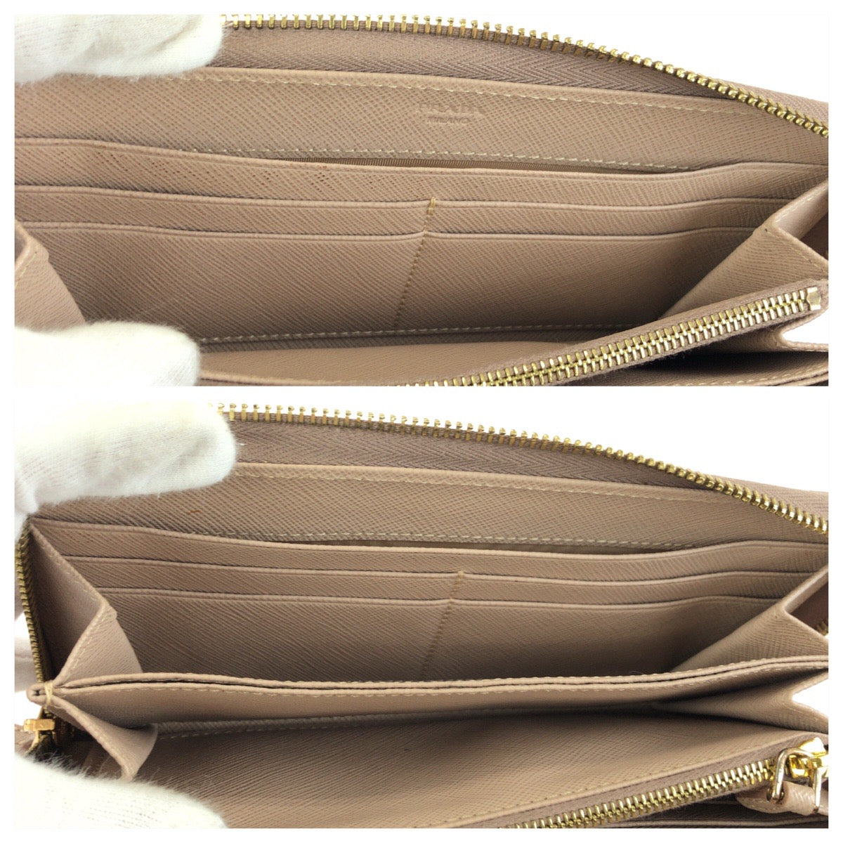 24881
PRADA プラダ サフィアーノ ベージュ ゴールド金具 レザー 長財布 ロングウォレット レディース ABP38