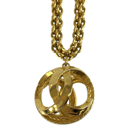 24882
CHANEL シャネル ヴィンテージ 透かし ボール ゴールド メッキ ネックレス レディース AB56