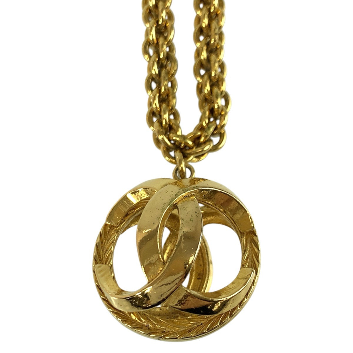 24882
CHANEL シャネル ヴィンテージ 透かし ボール ゴールド メッキ ネックレス レディース AB56