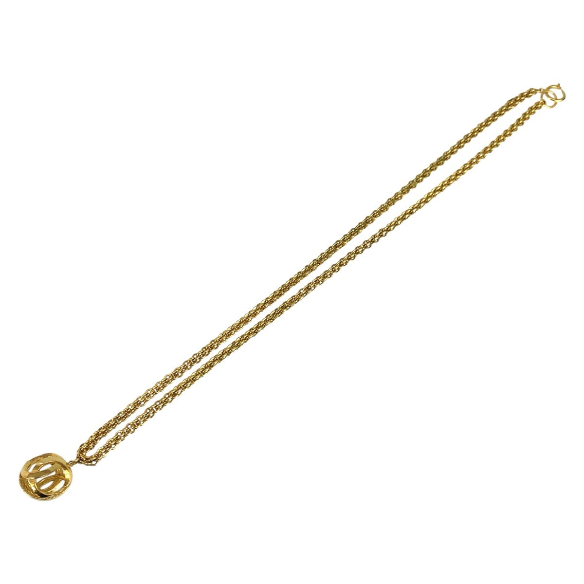 24882
CHANEL シャネル ヴィンテージ 透かし ボール ゴールド メッキ ネックレス レディース AB56