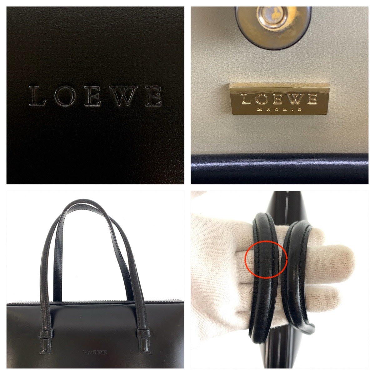 24885
LOEWE ロエベ ヴィンテージ ブラック ゴールド金具 レザー ハンドバッグ レディース AB