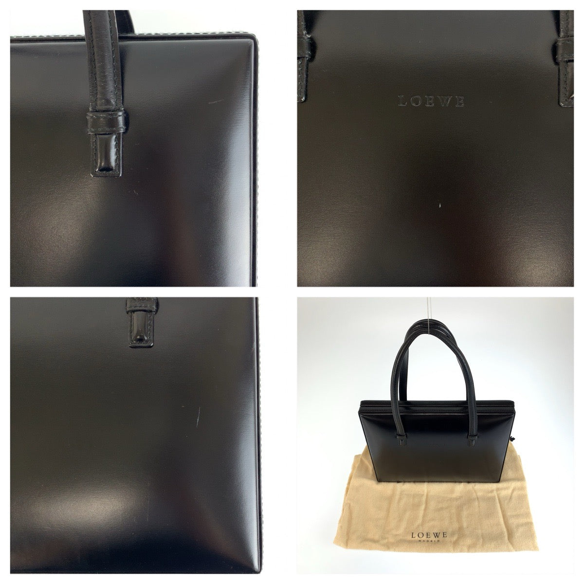 24885
LOEWE ロエベ ヴィンテージ ブラック ゴールド金具 レザー ハンドバッグ レディース AB